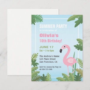 Invitation pour une fête d'anniversaire Flamingo T