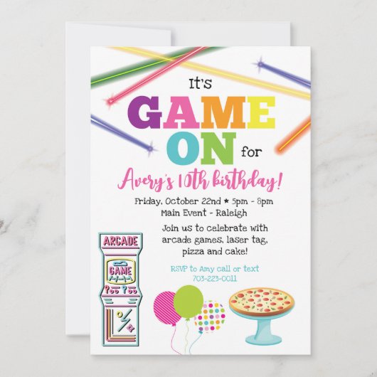 Invitation pour une fête d'anniversaire Game On Ar (Devant)