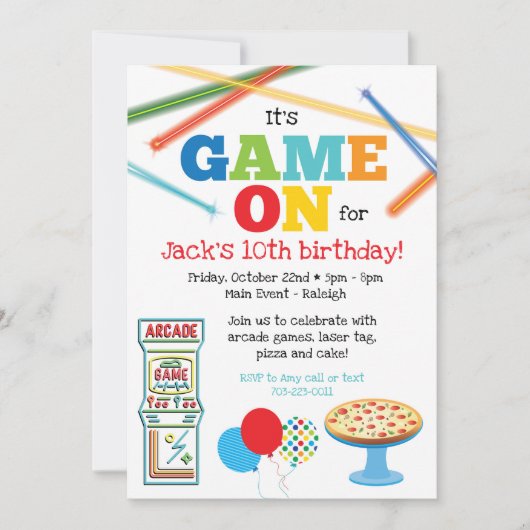 Invitation pour une fête d'anniversaire Game On Ar (Devant)