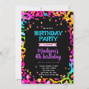 Invitation pour une fête d'anniversaire guépard lé