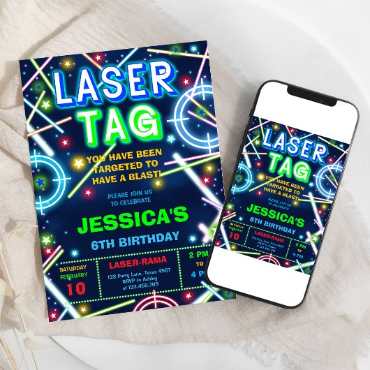 Invitation pour une fête d'anniversaire Laser Tag