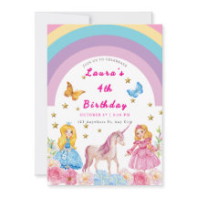 Invitation pour une fête d'anniversaire Licorne et