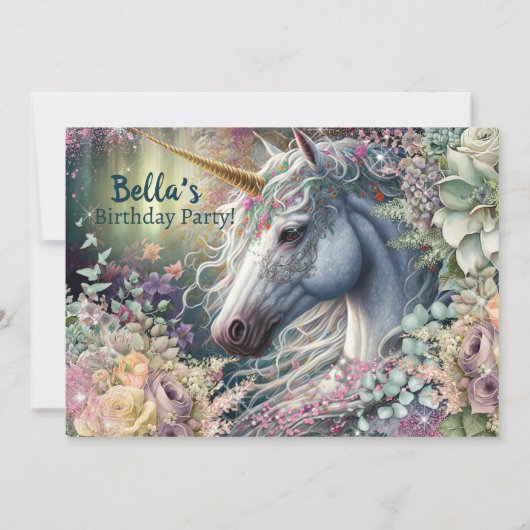 Invitation pour une fête d'anniversaire licorne ma (Dos)