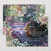 Invitation pour une fête d'anniversaire licorne ma (Devant / Derrière)