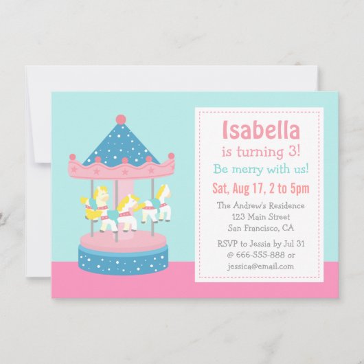 Invitation pour une fête d'anniversaire Manège / C (Devant)