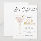 Invitation pour une fête d'anniversaire Martini (Devant / Derrière)