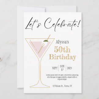 Invitation pour une fête d'anniversaire Martini