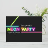 Invitation pour une fête d'anniversaire NEON PARTY (Debout devant)