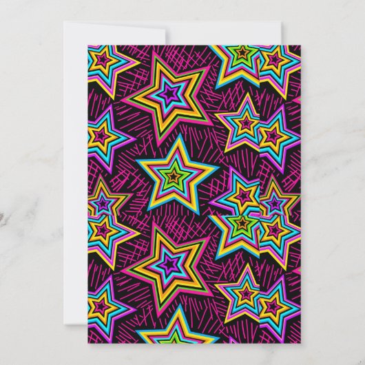 Invitation pour une fête d'anniversaire néon rétro (Dos)