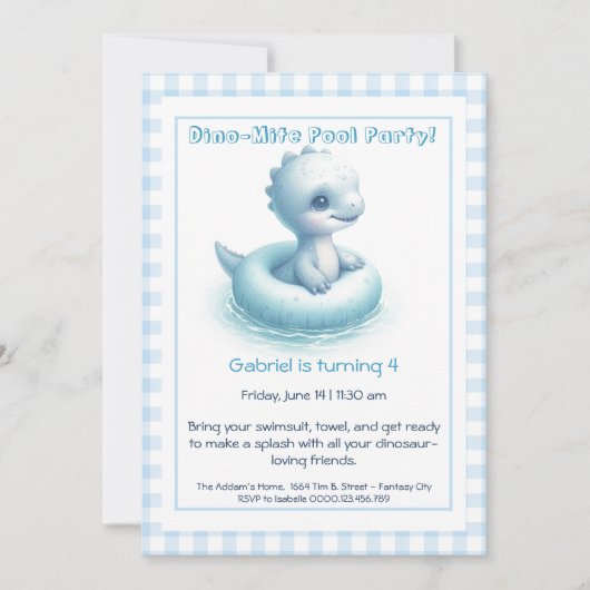Invitation pour une fête d'anniversaire piscine Di (Devant)
