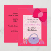 Invitation pour une fête d'anniversaire Pretty Bow (Devant / Derrière)