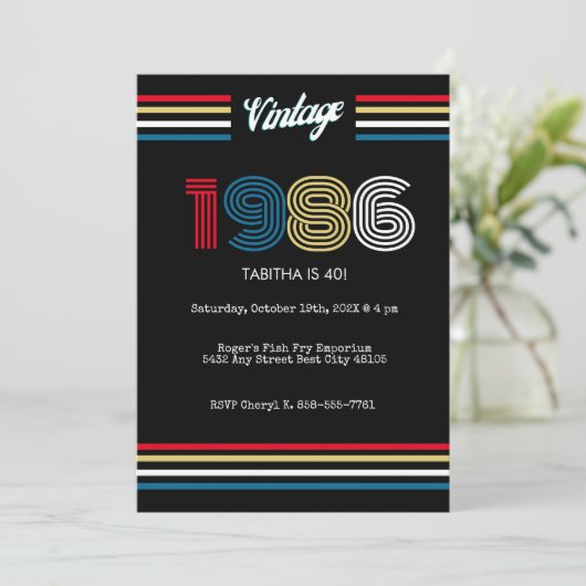 Invitation pour une fête d'anniversaire rétro 40 a (Debout devant)