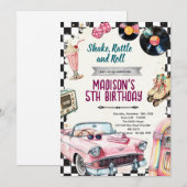 Invitation pour une fête d'anniversaire rétro des (Devant / Derrière)