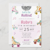 Invitation pour une fête d'anniversaire Roller Dis (Devant)
