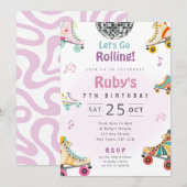 Invitation pour une fête d'anniversaire Roller Dis (Devant / Derrière)