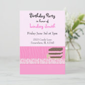 Invitation pour une fête d'anniversaire rose (Debout devant)