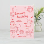Invitation pour une fête d'anniversaire rose (Debout devant)