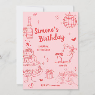 Invitation pour une fête d'anniversaire rose