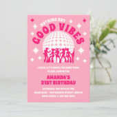 Invitation pour une fête d'anniversaire rose funky (Debout devant)