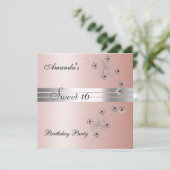 Invitation pour une fête d'anniversaire rose pour  (Debout devant)