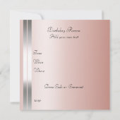 Invitation pour une fête d'anniversaire rose pour  (Dos)