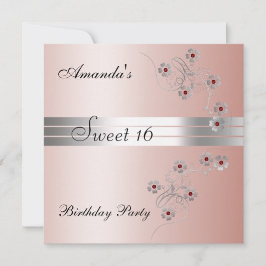 Invitation pour une fête d'anniversaire rose pour  (Devant)