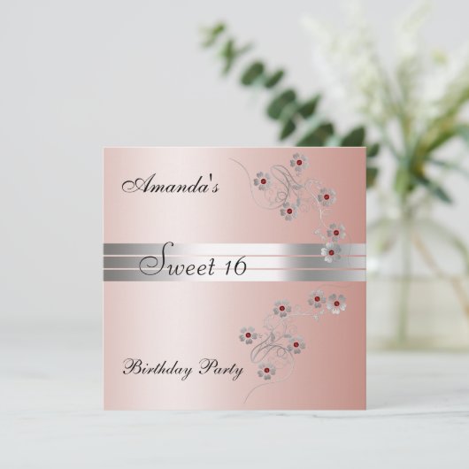 Invitation pour une fête d'anniversaire rose Sweet (Debout devant)
