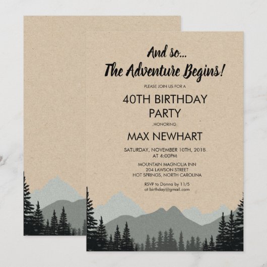 Invitation pour une fête d'anniversaire rustique - (Devant / Derrière)