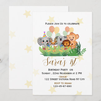Invitation pour une fête d'anniversaire Safari Jun