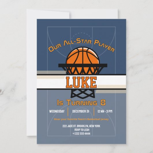 Invitation pour une fête d'anniversaire Slam Dunk (Devant)