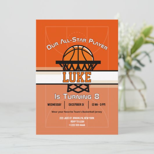 Invitation pour une fête d'anniversaire Slam Dunk  (Debout devant)