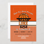 Invitation pour une fête d'anniversaire Slam Dunk  (Devant / Derrière)