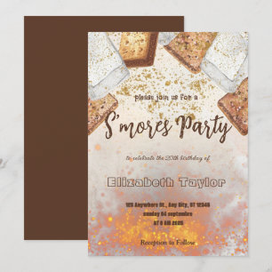 Invitation pour une fête d'anniversaire S'mores –
