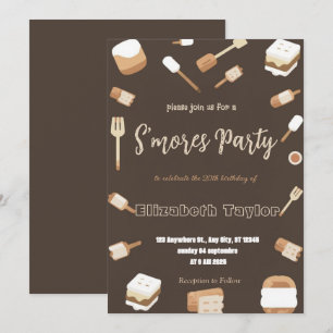 Invitation pour une fête d'anniversaire S'mores –
