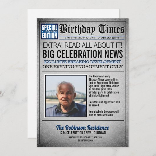 Invitation pour une fête d'anniversaire sur le thè (Devant / Derrière)