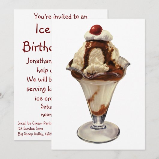 Invitation pour une fête d'anniversaire sur le thè (Devant / Derrière)