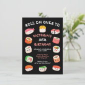 Invitation pour une fête d'anniversaire Sushi Part (Debout devant)