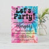 Invitation pour une fête d'anniversaire Tie Dye (Debout devant)