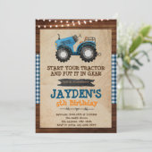 Invitation pour une fête d'anniversaire tracteur b (Debout devant)