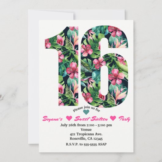Invitation pour une fête d'anniversaire Tropical S (Devant)