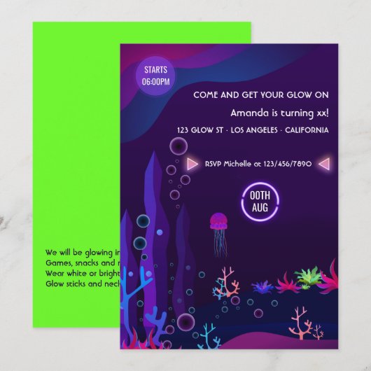 Invitation pour une fête d'anniversaire Under the (Devant / Derrière)