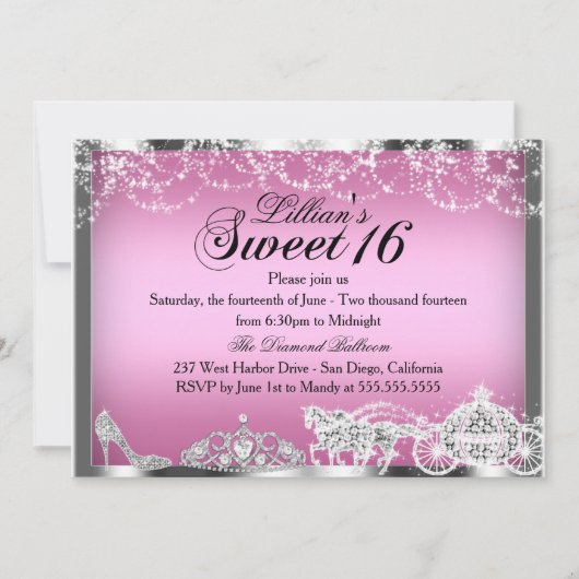 Invitation pour une fête de 16 ans sur le thème de (Devant)