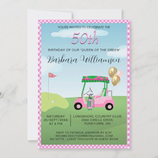 Invitation pour une fête de 50 ans sur le thème de (Devant)