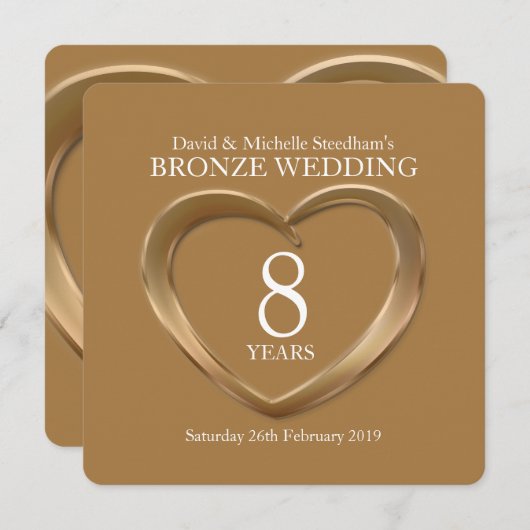 Invitation pour une fête de 8 ans de mariage en br (Devant / Derrière)