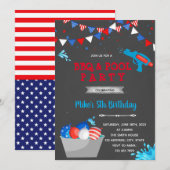 Invitation pour une fête de ballons d'eau du 4 jui (Devant / Derrière)