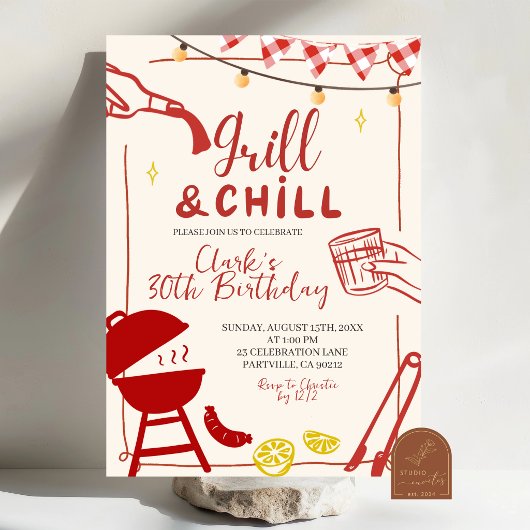 Invitation pour une fête de barbecue Grill and Chi