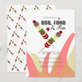 Invitation pour une fête de BBQ et de brochettes e (Devant / Derrière)