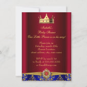 Invitation pour une fête de bébé garçon rouge et b (Dos)