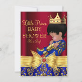 Invitation pour une fête de bébé garçon rouge et b (Devant)