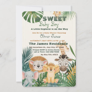 Invitation pour une Fête de Bébé Garçon Safari Tro